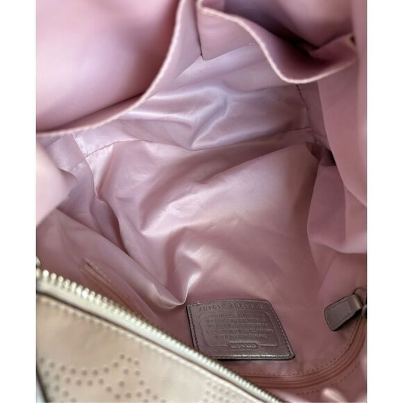 COACH - Signature Perforated Leather North/South Hobo Bag/Blush/Metallic Silver - Picture 5 of 16
